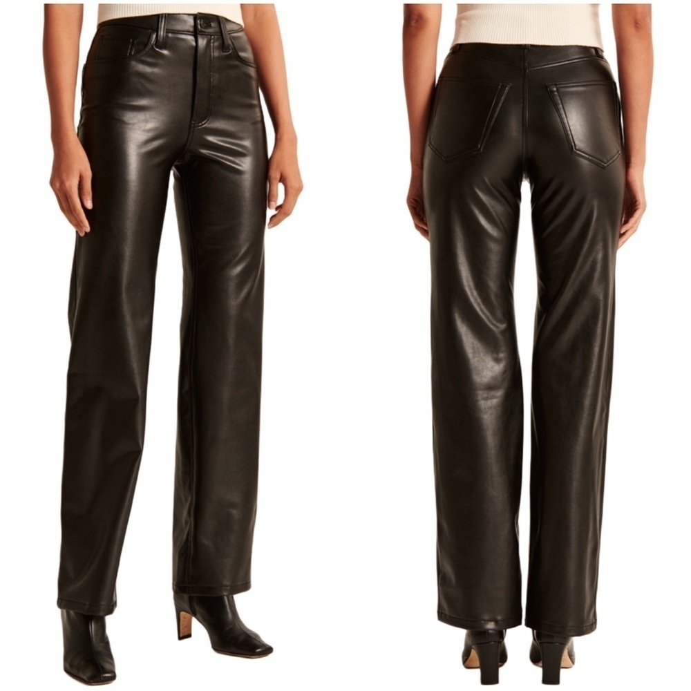 Abercrombie & Fitch Vegan Leather Ultra High Rise 90s Relaxed Black Pants 26/2
